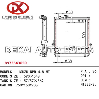 8-97354365-0 συνέλευση 8973543650 σύστημα ψύξης NPR71 4HE1 θερμαντικών σωμάτων