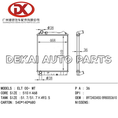 Πλαστικό φορτηγό 8971771930 8973874661 Isuzu θερμαντικών σωμάτων αργιλίου 8973710110